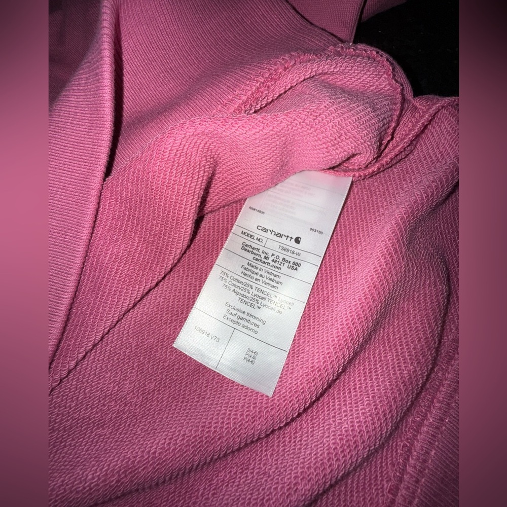 NEW CARHARTT PINK TENCEL™ FIBER SERIES LOOSE FIT GRAPHIC SOFT HOODIE SZ SMALL - Picture 10 of 14